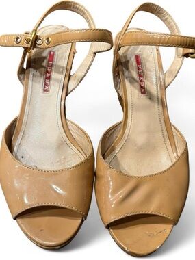Y2K Prada Vernice Patent Leather Wedge Sandal